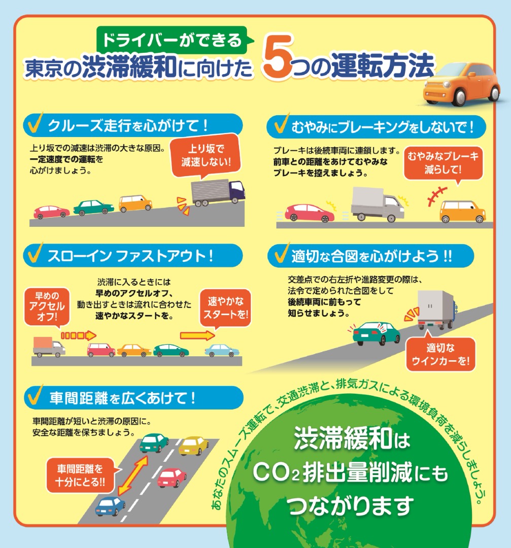 ドライバーができる東京の渋滞緩和に向けた5つの運転方法