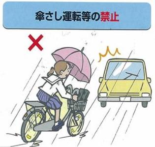 傘さし運転の禁止